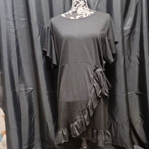 Casual Black Ruffle Dress